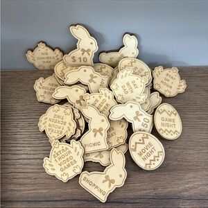 Wooden Easter Reward Tokens - Bunny & Egg Set